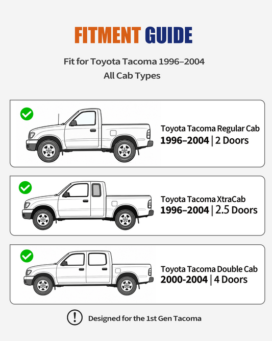 Over-Axle Frame Rust Repair Kit Fit for 1996-2004 Toyota Tacoma | XtraCab, Regular Cab & Double Cab, 2WD/4WD, Weld-On Mid-Rear Frame Sections at Bump Stop, 11GA E-Coated Steel