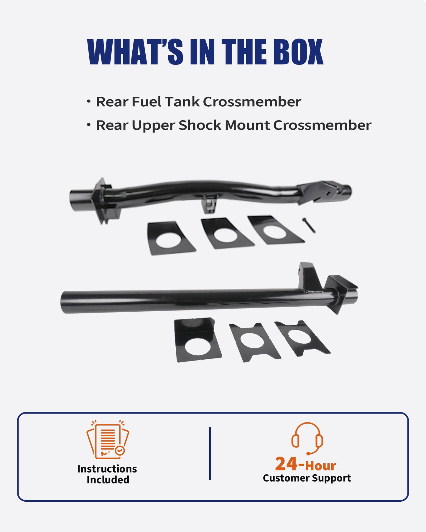 2PCS Rear Fuel Tank Support Crossmember and Rear Upper Shock Mount Crossmember Fit for 2007–2014 Chevy Silverado 1500 & GMC Sierra 1500