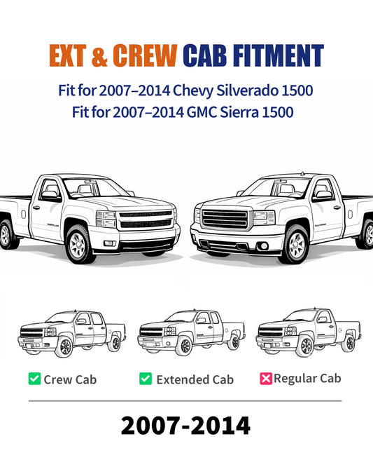 Front Fuel Tank Support Crossmember Fit for 2007–2014 Chevy Silverado 1500 & GMC Sierra 1500, Ext & Crew Cab Only, Weld-On Frame Rust Repair