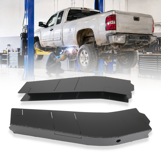 Mid-Rear Frame Rust Repair Kit Fit for 2007-2014 Chevy Silverado 1500 & GMC Sierra 1500 Extended Cab & Crew Cab 2WD/4WD, Weld-On 11GA E-Coated Frame Section, Driver & Passenger Sides