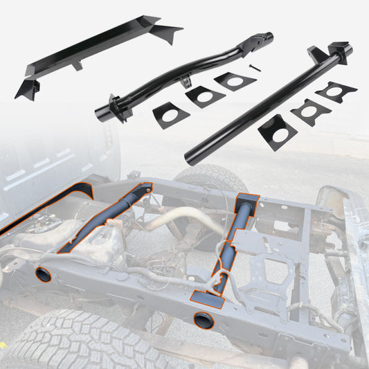 3PCS Front and Rear Fuel Tank Support Crossmembers & Rear Shock Mount Crossmember Kit, Fit for 2007–2014 Chevy Silverado 1500 & GMC Sierra 1500 Ext & Crew Cab