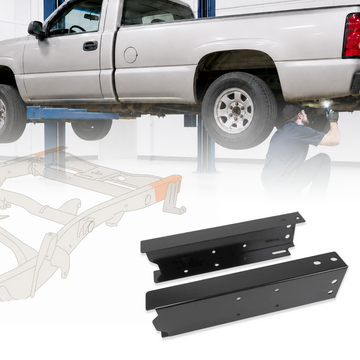 Rear Frame Section Rust Repair Kit Fit for 1999-2014 Chevy Silverado 1500 & GMC Sierra 1500 Long Bed 2WD/4WD, Weld-On 11GA E-Coated Steel, Driver & Passenger Sides