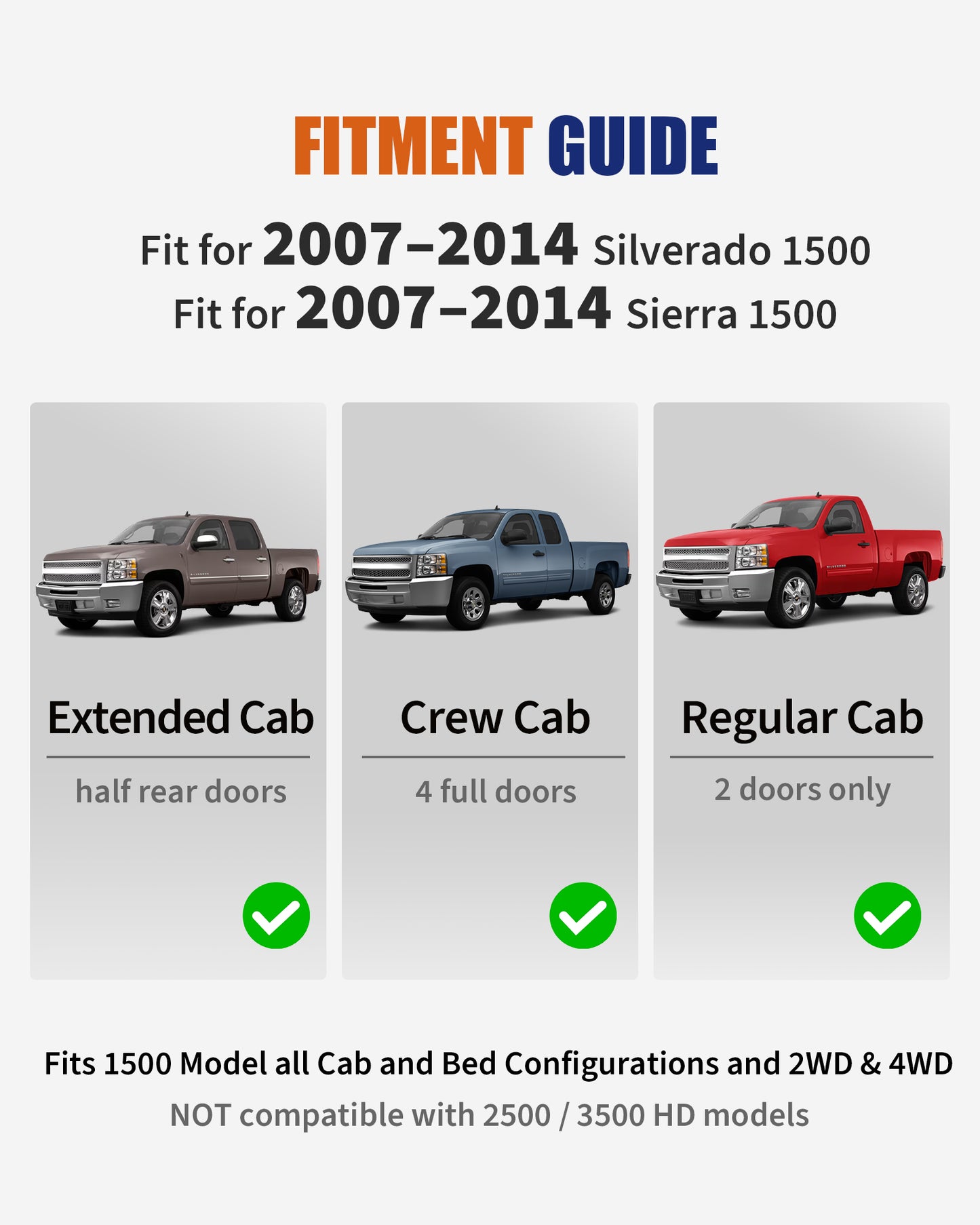 Kit de reparación del bastidor trasero de 3 piezas para Silverado 1500 Sierra 1500 2007-2014