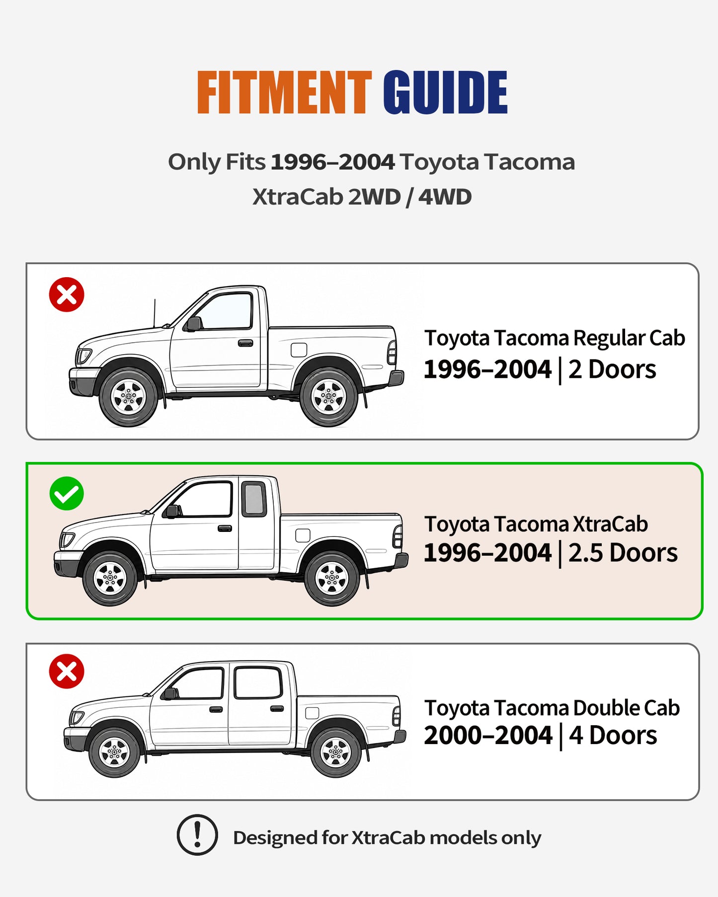Mid Frame Rust Repair Kit Fit for 1996-2004 Toyota Tacoma XtraCab | 2WD/4WD, Weld-On Frame Sections with Spring Mounts, 11GA E-Coated Steel, Mid-Frame Support Restoration