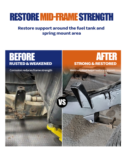 Mid Frame Rust Repair Kit Fit for 1996-2004 Toyota Tacoma XtraCab | 2WD/4WD, Weld-On Frame Sections with Spring Mounts, 11GA E-Coated Steel, Mid-Frame Support Restoration