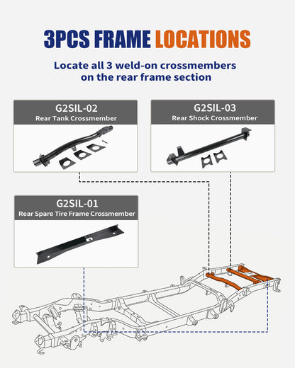Kit de reparación del bastidor trasero de 3 piezas para Silverado 1500 Sierra 1500 2007-2014