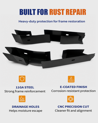 Front Frame Rust Repair Kit Fit for 2005-2015 Toyota Tacoma | 2nd Gen Access Cab & Double Cab, Weld-On Frame Sections, 11GA E-Coated Steel, Helps Restore Front Frame Support