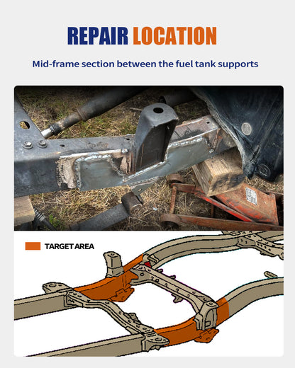 Mid Frame Rust Repair Kit Fit for 1996-2004 Toyota Tacoma XtraCab | 2WD/4WD, Weld-On Frame Sections with Spring Mounts, 11GA E-Coated Steel, Mid-Frame Support Restoration