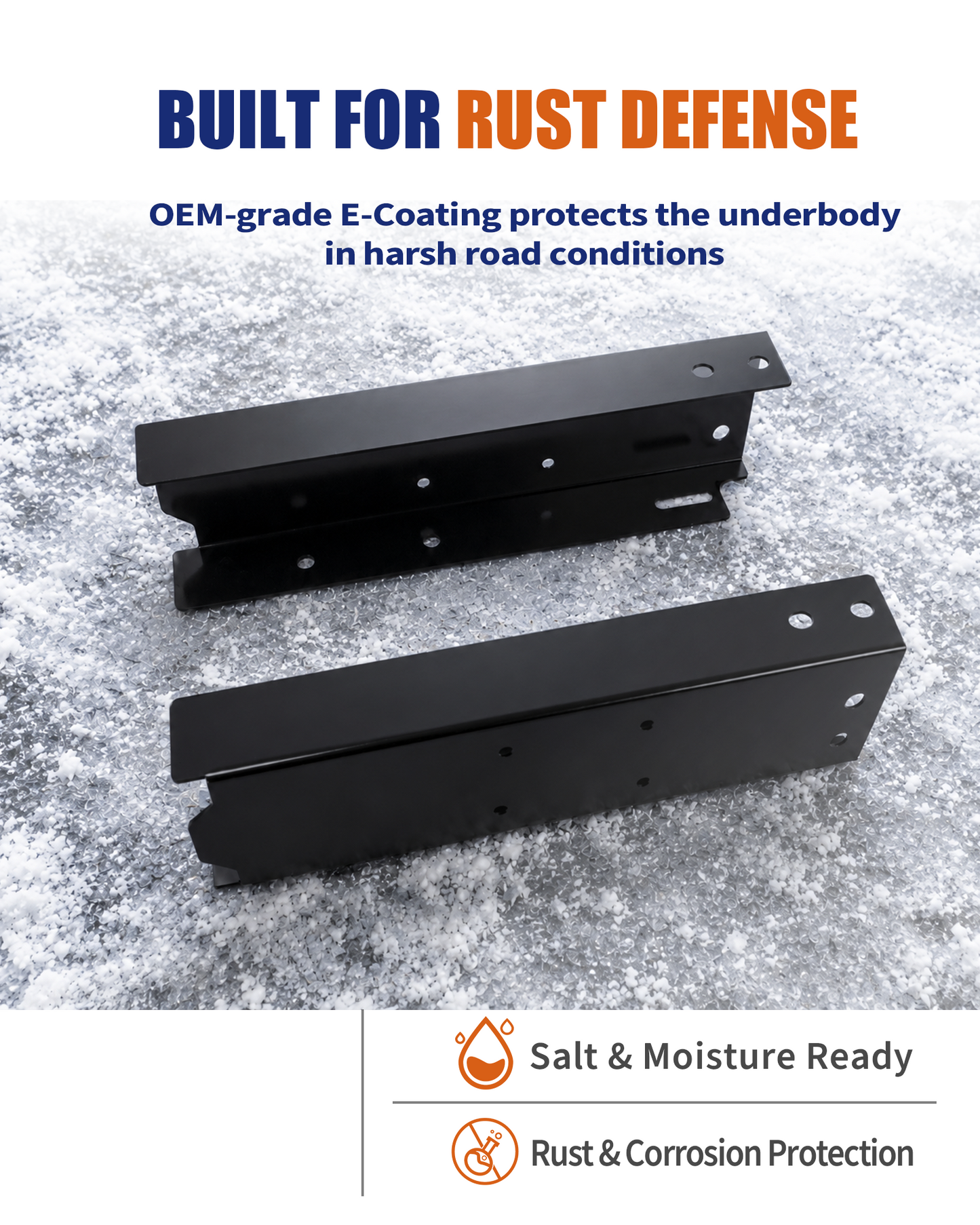 Rear Frame Section Rust Repair Kit Fit for 1999-2014 Chevy Silverado 1500 & GMC Sierra 1500 Long Bed 2WD/4WD, Weld-On 11GA E-Coated Steel, Driver & Passenger Sides