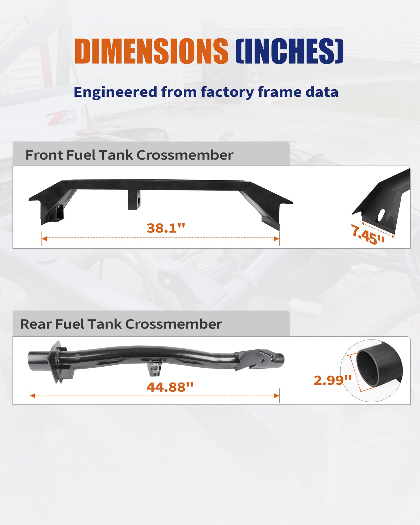 Travesaños de soporte del tanque de combustible delantero y trasero 2007-2014 Silverado 1500 Sierra 1500