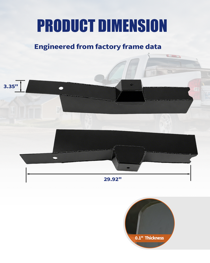 Over-Axle Frame Rust Repair Kit Fit for 2007-2014 Chevy Silverado 1500 & GMC Sierra 1500 Short Bed 2WD/4WD, Rear Frame Section at Bump Stop, Weld-On E-Coated, Driver & Passenger Sides
