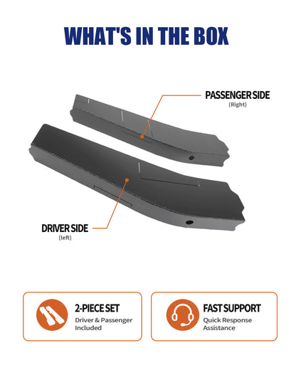 Mid-Rear Frame Rust Repair Kit Fit for 2007-2014 Chevy Silverado 1500 & GMC Sierra 1500 Extended Cab & Crew Cab 2WD/4WD, Weld-On 11GA E-Coated Frame Section, Driver & Passenger Sides