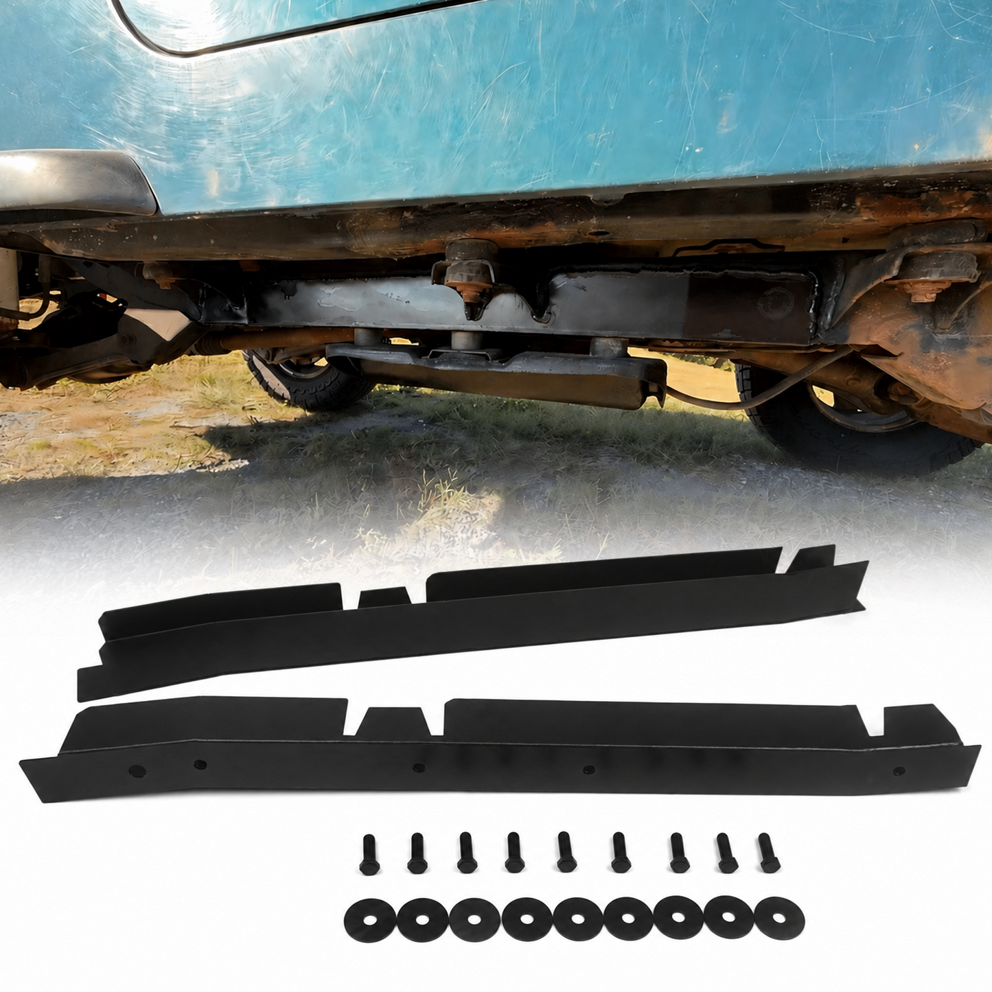 Center Frame Repair Fit for 2003-2006 Wrangler TJ & LJ Unlimited | Weld-On Frame Sections at Skid Plate Mount, 11GA E-Coated Steel for Corrosion Resistance, Center Frame Support Repair
