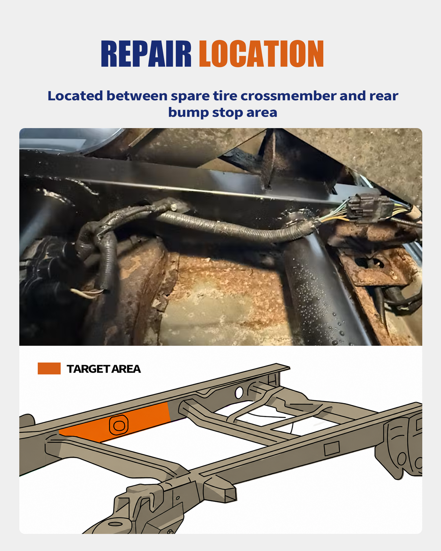 Over-Axle Frame Rust Repair Kit Fit for 2004-2008 Ford F-150 | SuperCrew Cab 5.5 FT Short Bed Only, Weld-On Over-Axle Frame Stiffeners, 11GA E-Coated Steel, Frame Support Repair