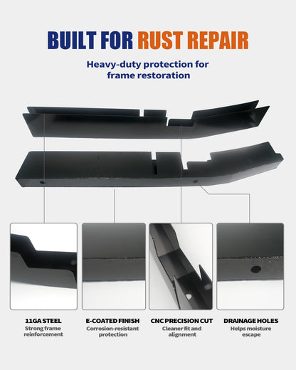 Center Frame Rust Repair Kit Fit for 2004-2008 Ford F-150 | SuperCrew Cab 5.5 FT Short Bed Only, 2WD/4WD, Weld-On Mid-Frame Sections, 11GA E-Coated Steel, Frame Support Repair