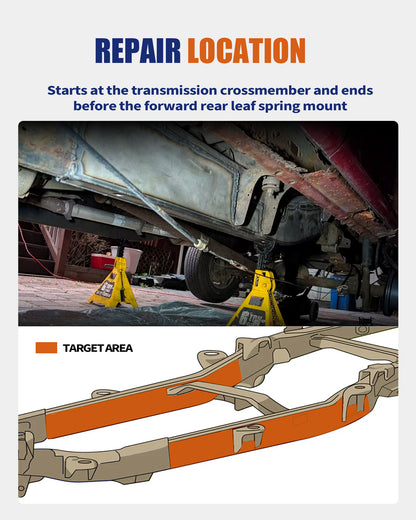 Center Frame Rust Repair Kit Fit for 2004-2008 Ford F-150 | SuperCrew Cab 5.5 FT Short Bed Only, 2WD/4WD, Weld-On Mid-Frame Sections, 11GA E-Coated Steel, Frame Support Repair