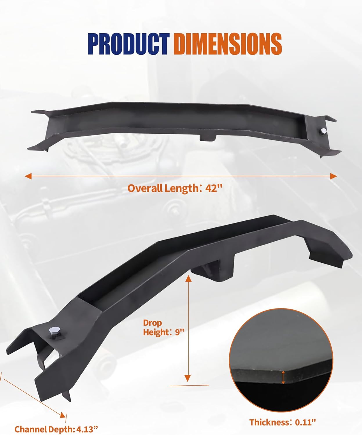Travesaño de soporte delantero del tanque de combustible apto para Chevy Silverado 1500 y GMC Sierra 1500 de 2007-2014, cabina regular solamente, reparación de chasis para soldar
