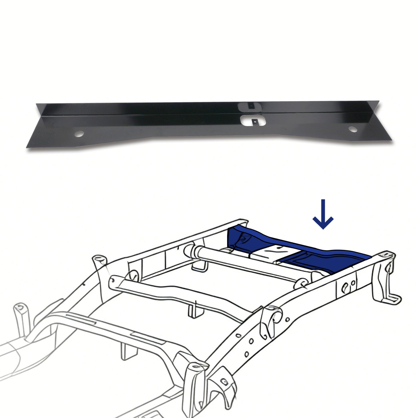 Rear Spare Tire Support Plate Shock Mount Frame Crossmember Fit for 1999-2014 Chevy Silverado GMC Sierra 1500, Weld-On E-coating Steel Repair, Restores Rear Chassis Rigidity