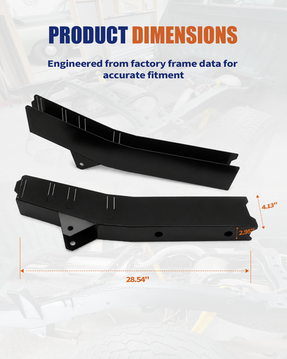 Mid Frame Repair Kit Fit for 2000-2004 Toyota Tacoma Double Cab | 2WD/4WD, Weld-On Frame Sections with Spring Mounts, 11GA E-Coated Steel, Mid-Frame Support Restoration